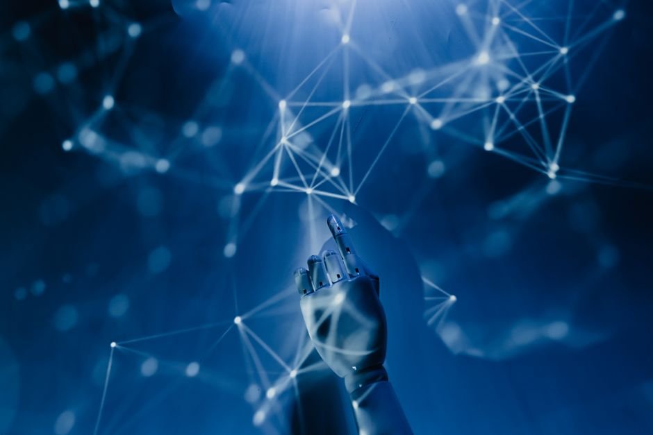 Abstract artificial intelligence network representing vector embeddings and similarity search