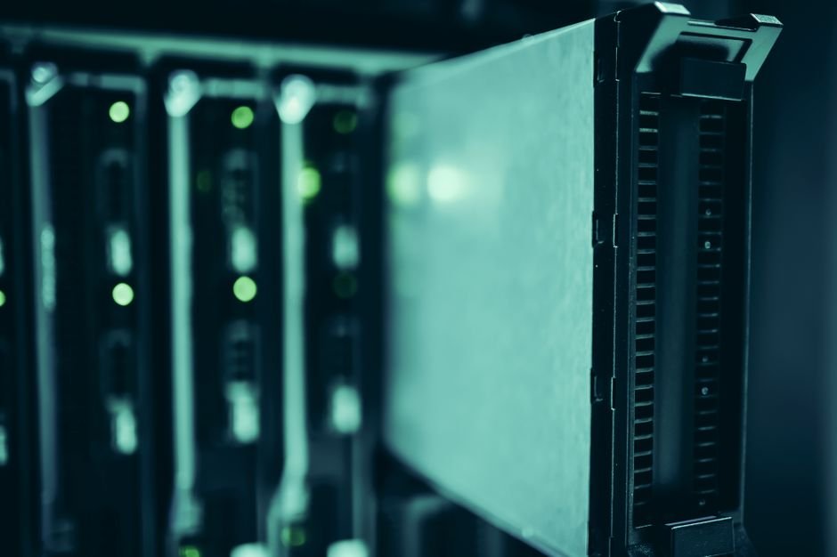 Server racks in a data center hosting an Oracle 19c RAC cluster