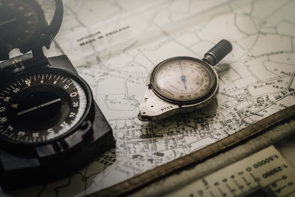 Vintage compass on an old map - navigating vector space by distance instead of exact matches